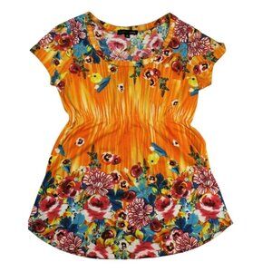 Womens Summer Top Multi-Color Swim Cover Orange Red Size Medium JH900